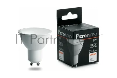 Лампа светодиодная Feron PRO LB-1608 8Вт 230В GU10 белый