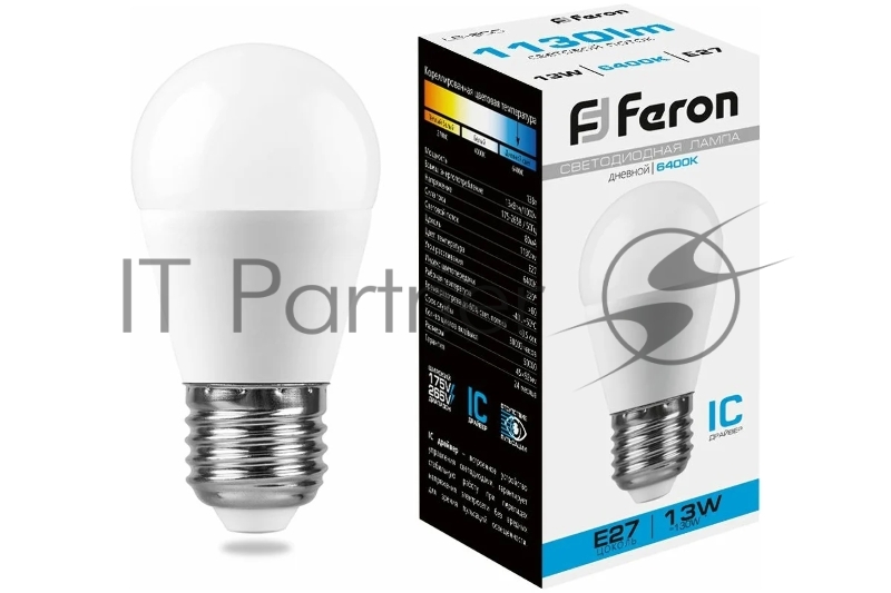 Лампа светодиодная Feron LB-950 13Вт Е27 дневной матовый шар