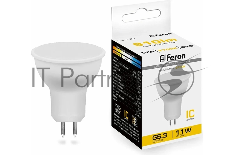 Лампа светодиодная Feron LB-760 11Вт 230В G5.3 теплый