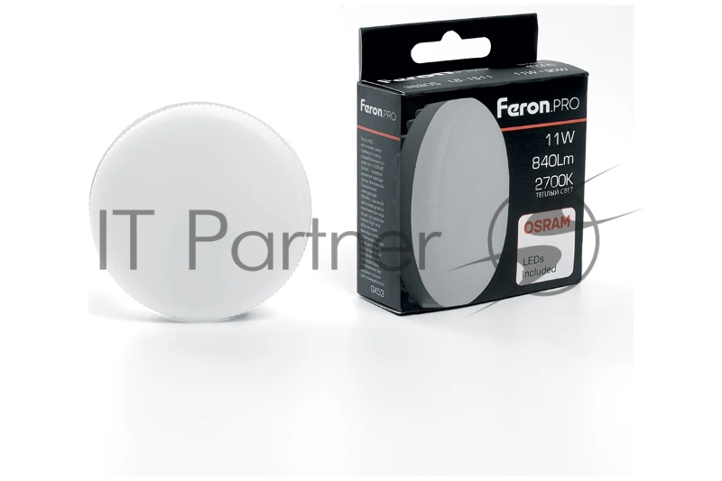 Лампа светодиодная Feron PRO LB-1511 11Вт GX53 теплый таблетка