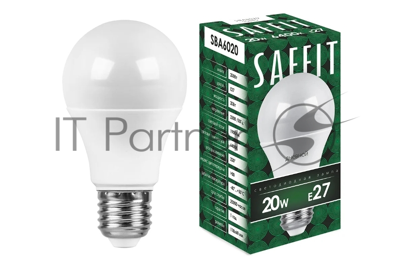Лампа светодиодная SAFFIT SBA6020 (55015) 20Вт Е27 дневной