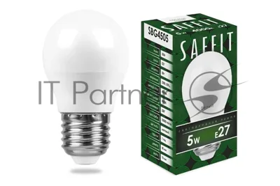 Лампа светодиодная SAFFIT SBG4505 (55026) 5Вт Е27 белый матовый шар