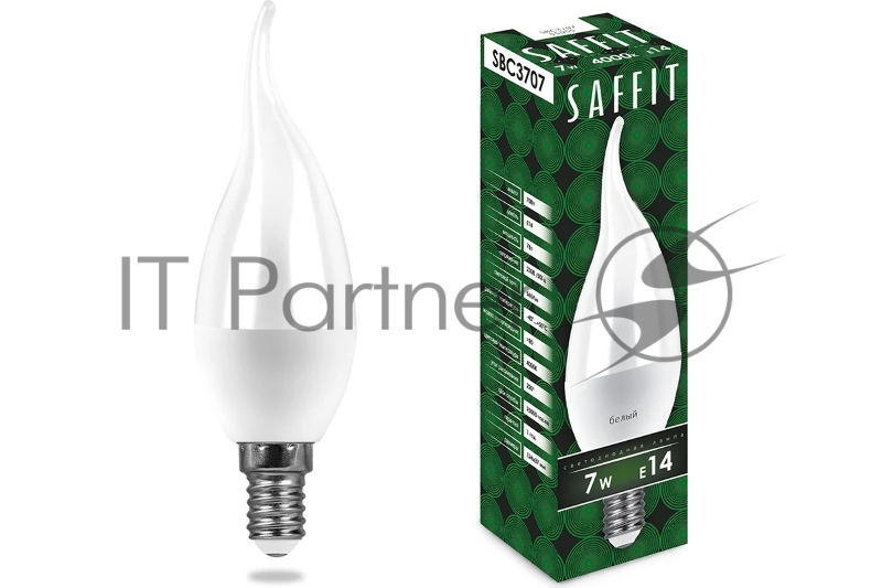 Лампа светодиодная SAFFIT SBC3707 (55055) 7 вт Е14 белый матовая свеча на ветру
