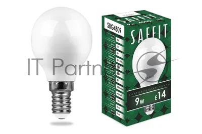 Лампа светодиодная SAFFIT SBG4509 (55081) 9Вт Е14 белый матовый шар