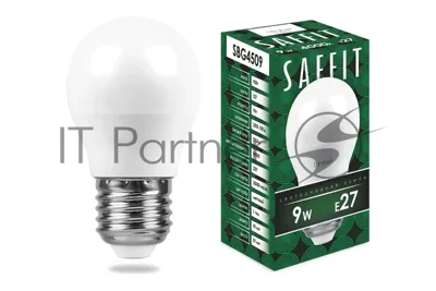 Лампа светодиодная SAFFIT SBG4509 (55083) 9Вт Е27 белый матовый шар