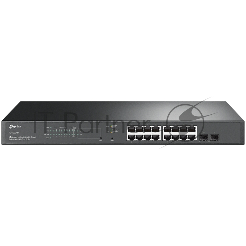 Коммутатор TP-Link TL-SG2218P JetStream Smart с 16 гигабитными портами PoE+ и 2 гигабитными портами SFP