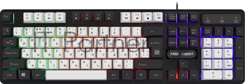 Клавиатура проводная Defender Dark Knight R GK-077, USB, черный/белый