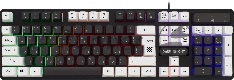 Клавиатура проводная Defender Dark Knight GK-077, USB, черный/белый