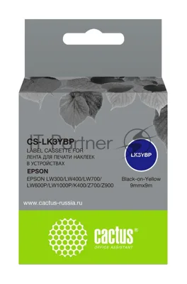 Картридж ленточный Cactus CS-LK3YBP черный шрифт, желтый фон (9 мм, 9 м) для Epson LW300/LW400/LW700/LW600P/LW1000P/K400/Z700/Z900