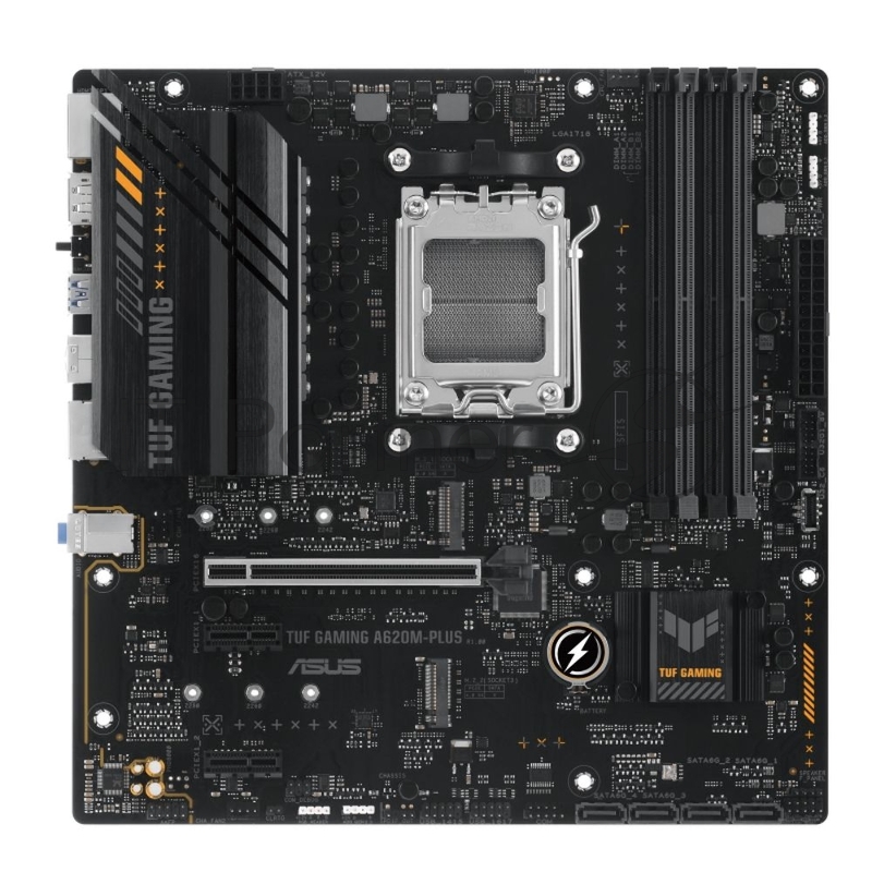Материнская плата ASUS TUF GAMING A620M-PLUS, AM5, AMD A620, 4xDDR5, 4xSATA, 2xM.2, 1xPCIe 4.0 x16, 2xPCIe x1, DisplayPort, HDMI, 1x2.5Gb LAN, 6xUSB, 3x3.5 мм, 7.1, microATX