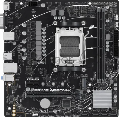 Материнская плата ASUS PRIME A620M-K, AM5, AMD A620, 2xDDR5, 4xSATA, 1xM.2, 1xPCIe 4.0 x16, 1xPCIe x1, HDMI, D-Sub, 1x 1Gb LAN, 6xUSB, 3x3.5 мм, 7.1, microATX