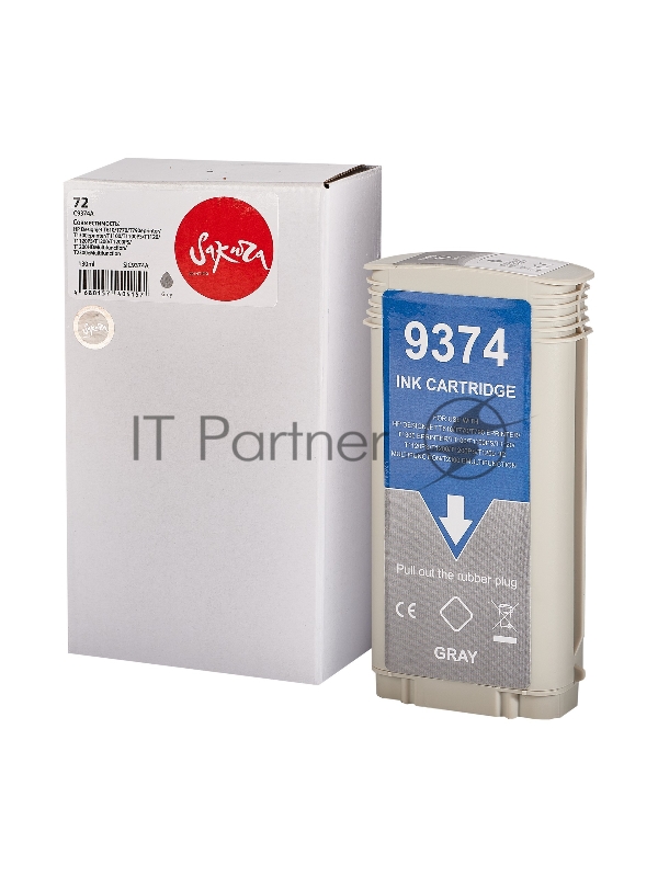 Картридж струйный Sakura C9374A (№72 Grey) для HP, серый, 130 мл.