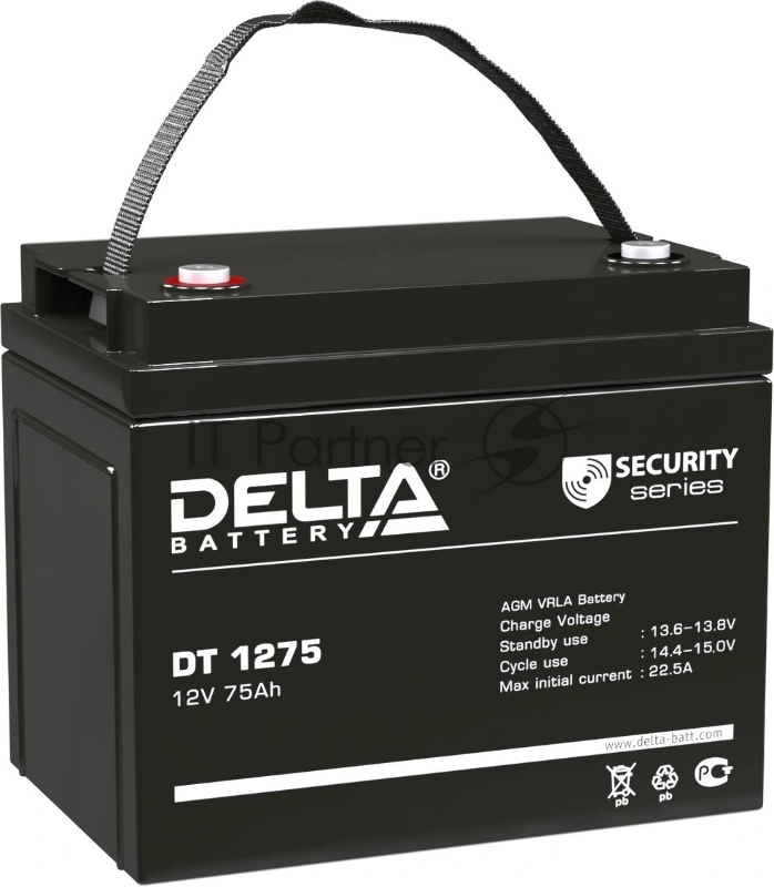 Аккумуляторная батарея Delta DT 1275 напряжение 12В, емкость 75А·ч (259х169х213мм)