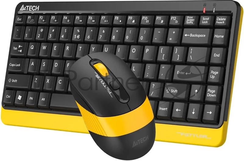 Комплект клавиатура+мышь A4Tech FStyler F1110 Bumblebee проводной, USB, 1200 DPI, жёлтый/чёрный