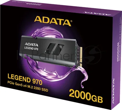 Накопитель SSD ADATA LEGEND 970, 2Tb, PCIe 5.0 x4, M.2 2280, NVMe, R/W 10000/10000, с радиатором
