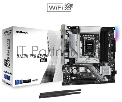 Материнская плата ASRock B760M Pro RS/D4 WiFi, LGA 1700, Intel B760, 4xDDR4, 4xSATA, 2xM.2, 1xPCIe 4.0 x16, DisplayPort, HDMI, USB Type-C, 1x2.5Gb LAN, Wi-Fi 6E, Bluetooth, 3x3.5 мм, 7.1, microATX