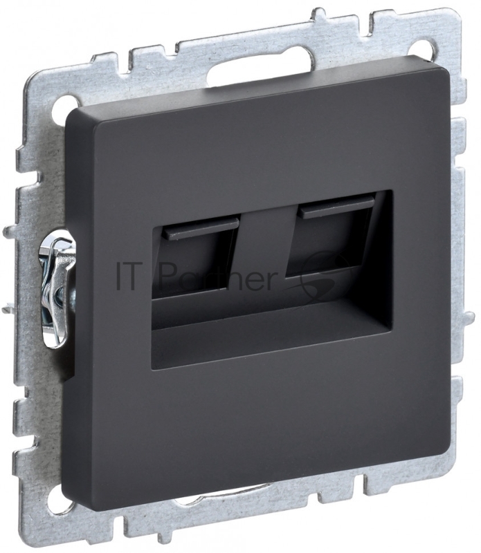 Розетка компьютерная двойная IEK BRITE РК10-2-БрГ RJ45 кат.5E графит