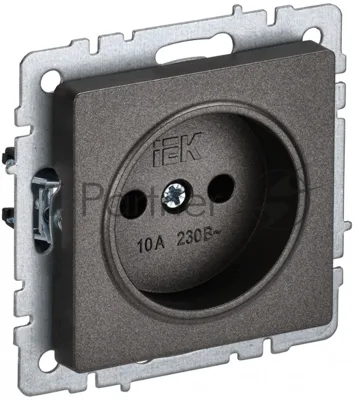 Розетка 1-местная IEK BRITE РС10-1-0-БрТБ без заземления, без защитных шторок, 10А, темная бронза