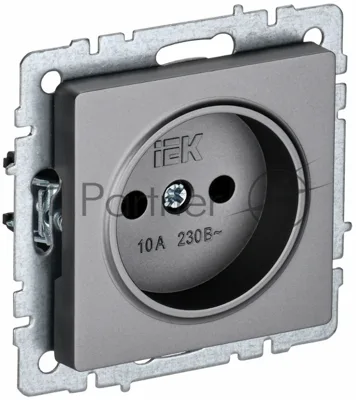 Розетка 1-местная IEK BRITE РС10-1-0-БрС без заземления, без защитных шторок, 10А, сталь