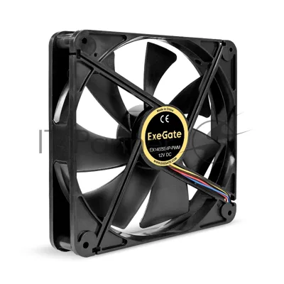 Вентилятор для корпуса ExeGate EX14025S4P-PWM черный, 140 мм, 1200 об/мин, 24 дБ, 4 pin