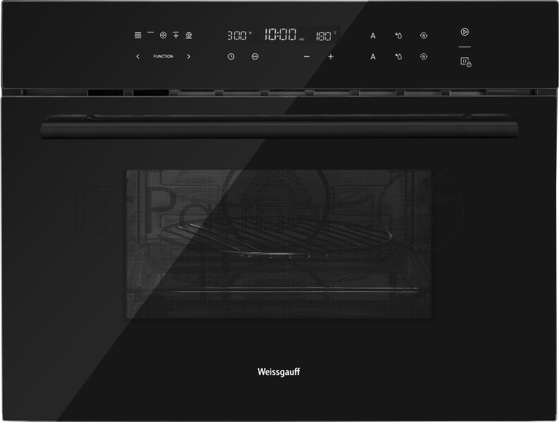 Духовой шкаф компактный встраиваемый с СВЧ Weissgauff OE 446 Black Edition черный