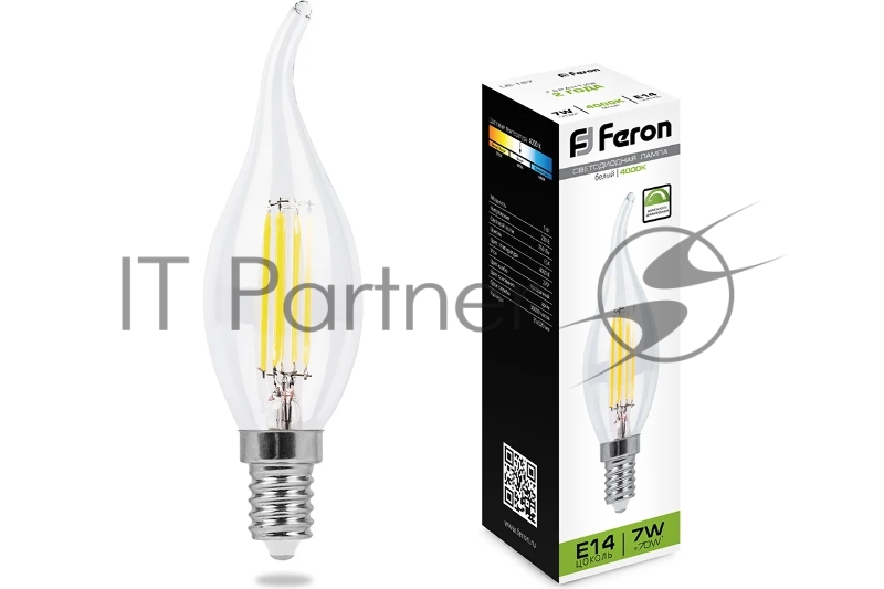 Лампа светодиодная Feron LB-167 (25873) 7 вт Е14 белый свеча на ветру FILAMENT диммируемая