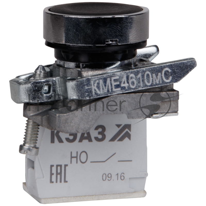 Кнопка КЭАЗ КМЕ4610мС-черный-1но+0нз-цилиндр-IP65