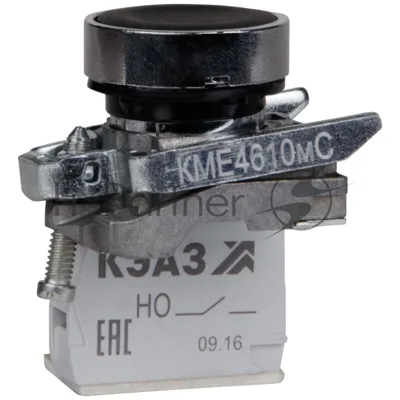 Кнопка КЭАЗ КМЕ4610мС-черный-1но+0нз-цилиндр-IP65