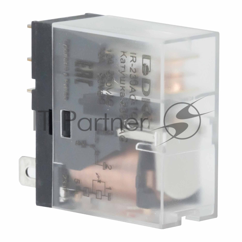 Реле миниатюрное промышленное, 1CO, ком. ток 12А, AgSnO2, напряжение 230V AC, опция: светодиод