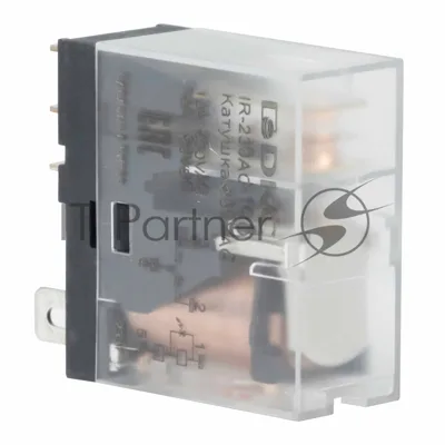 Реле миниатюрное промышленное, 1CO, ком. ток 12А, AgSnO2, напряжение 230V AC, опция: светодиод