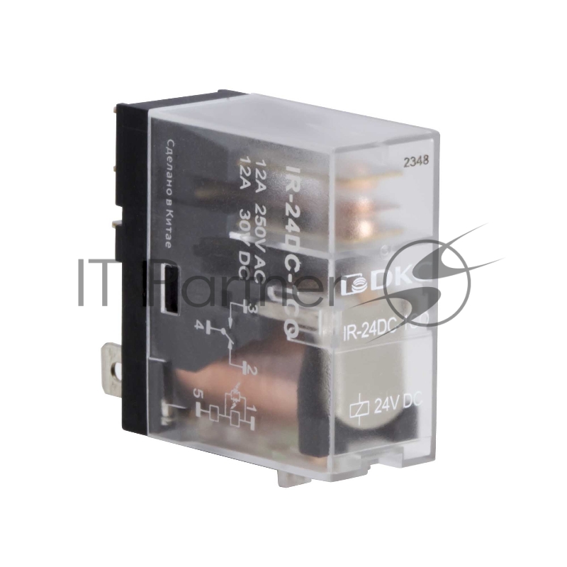 Реле миниатюрное промышленное, 1CO, ком. ток 12А, AgSnO2, напряжение 24V DC, опция: светодиод