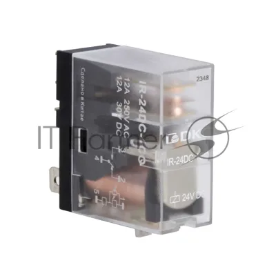 Реле миниатюрное промышленное, 1CO, ком. ток 12А, AgSnO2, напряжение 24V DC, опция: светодиод