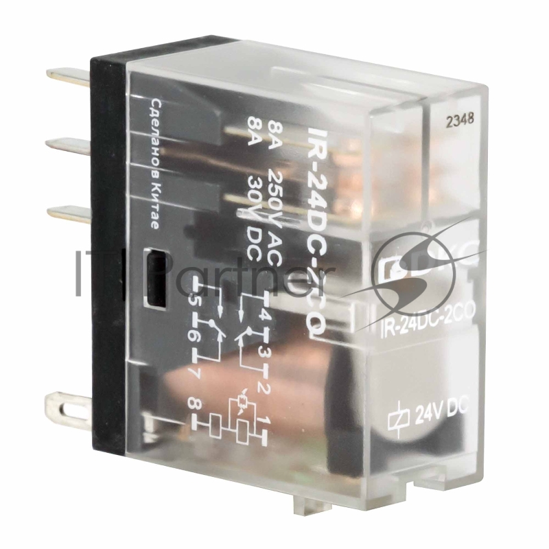 Реле миниатюрное промышленное, 2CO, ком. ток 8А, AgSnO2, напряжение 24V DC, опция: светодиод