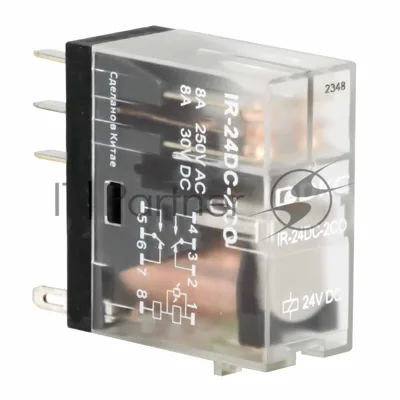 Реле миниатюрное промышленное, 2CO, ком. ток 8А, AgSnO2, напряжение 24V DC, опция: светодиод