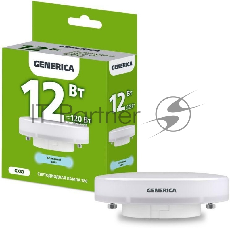 Лампа светодиодная IEK GENERICA T80 таблетка 12Вт 230В 6500К GX53