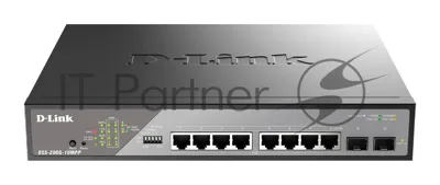 Коммутатор D-Link DSS-200G-10MPP/A1A, 8×1 Гбит/с + 2×1 Гбит/с SFP, настраиваемый
