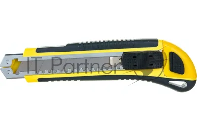 Нож технический 18 мм усиленный прорезиненный, кассета 3 лезвия, Профи