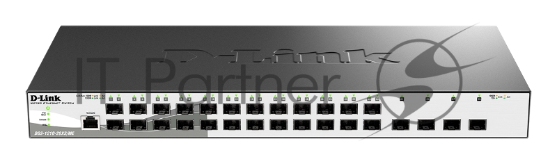 Коммутатор D-Link DGS-1210-28XS/ME/B2A, 24×1 Гбит/с SFP + 4×10 Гбит/с SFP+, настраиваемый
