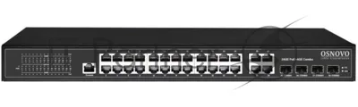 Коммутатор OSNOVO SW-8244/L(400W), 24×1 Гбит/с PoE + 4×1 Гбит/с Комбо (RJ45/SFP), управляемый