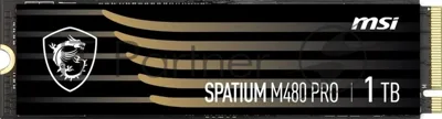 Накопитель SSD MSI SPATIUM M480 PRO, 1000Gb, M.2 2280, PCIe 4.0 x4, NVMe, R/W 7400/6000