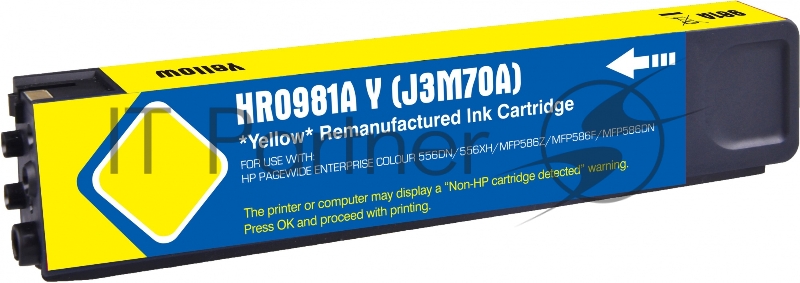 Картридж струйный Cactus CS-J3M70A (981A) желтый пигментный (120 мл) для HP PageWide 556dn Enterprise/586dn