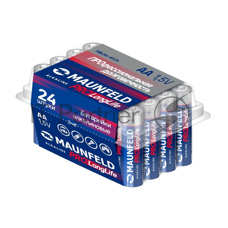 Батарейки Maunfeld PRO Long Life Alkaline AA (LR6) MBLR6-BX24, бокс 24 шт., 1.5 В