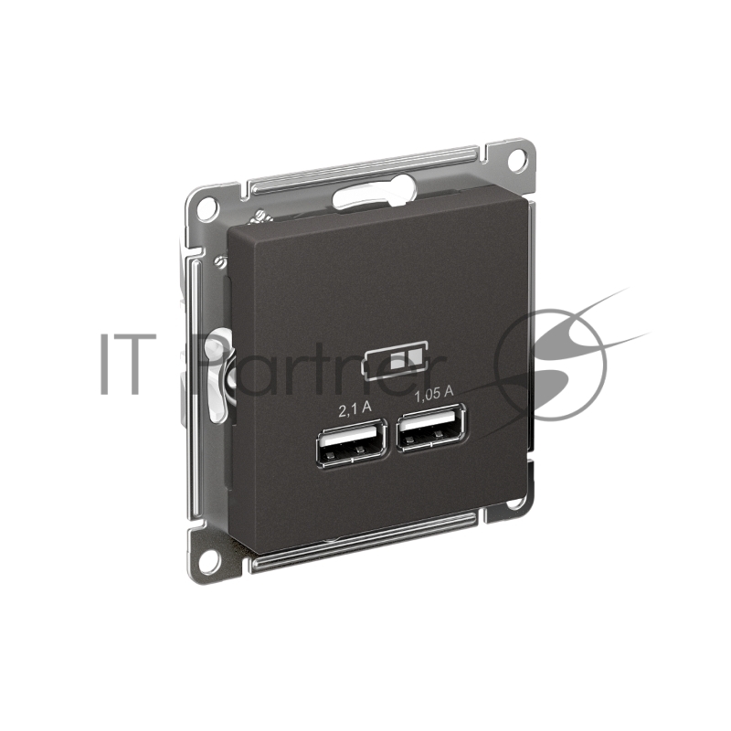 Розетка AtlasDesign USB A+A, 5В/2,1 А, 2х5В/1,05 А, механизм, базальт