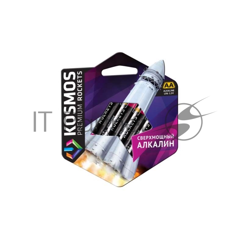 Элемент питания Космос алкалиновый AA/LR6 Kosmos premium ROCKETS (блист.4шт)