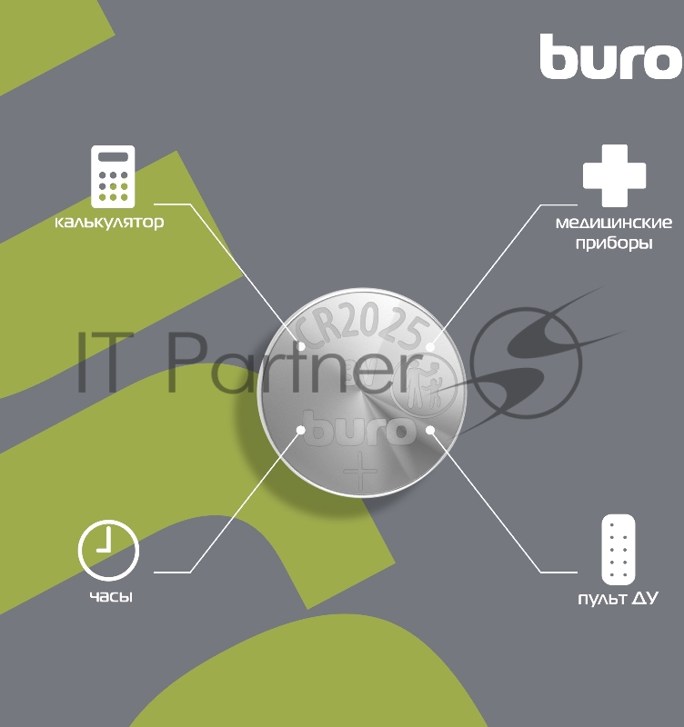 Батарея Buro Lithium CR2025 (1шт) блистер, 3 В