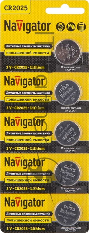 Элемент питания Navigator NBT-CR2025-BP5, 3 В