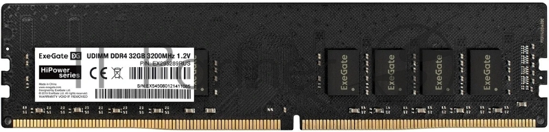 Оперативная память Exegate, DDR4, 32GB (1x32 GB), 3200 MHz, CL22, DIMM, OEM