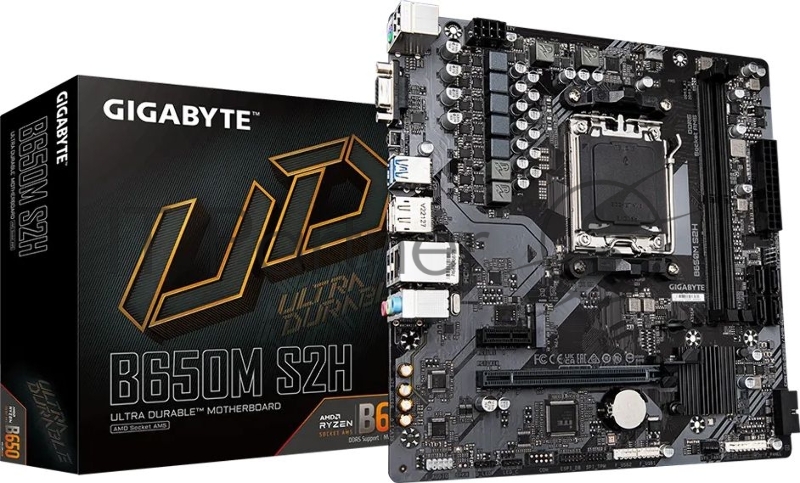 Материнская плата Gigabyte B650M S2H (V1.x), AM5, AMD B650, 2xDDR5, 4xSATA, 1xM.2, 1xPCIe 4.0 x16, D-Sub, DisplayPort, HDMI, 1xGb LAN, USB Type-C, 3x3.5 мм, 7.1, microATX