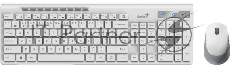 Комплект клавиатура+мышь Genius SlimStar 8230 беспроводной, USB + Bluetooth, 1000 DPI, белый