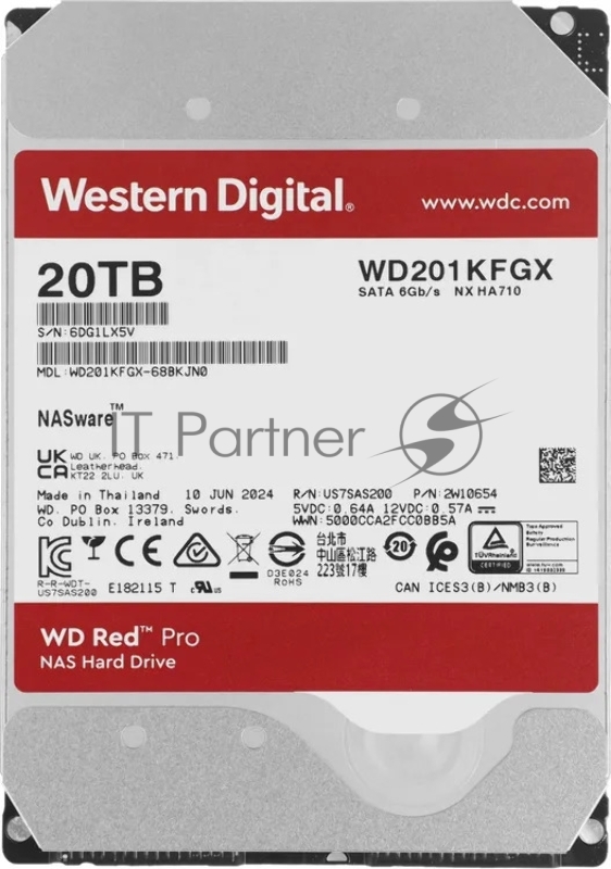 Жесткий диск HDD WD Red Pro 20Tb 7200rpm SATA 512Mb 3.5"